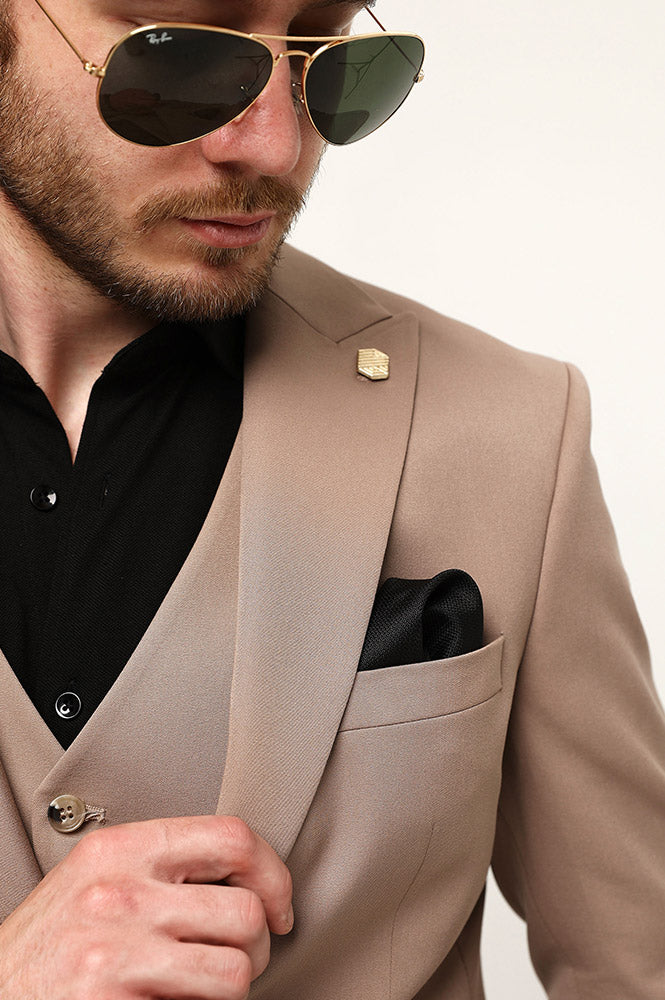 Fashion Men's 3 Pieces Flat Peak Lapel Tuxedos For Party (Blazer+vest+Pants) mens event wear