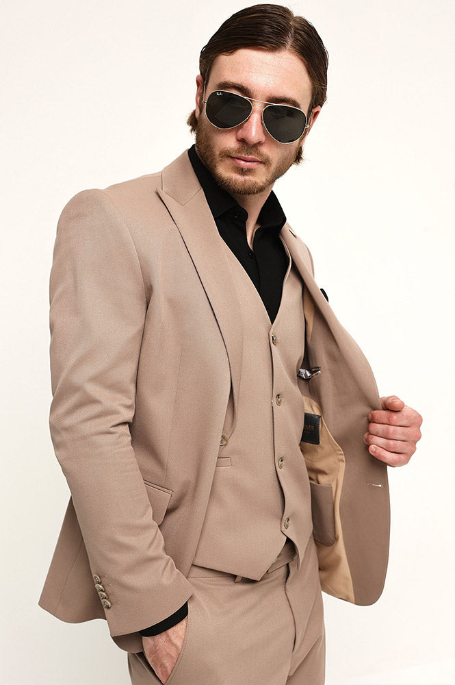 Fashion Men's 3 Pieces Flat Peak Lapel Tuxedos For Party (Blazer+vest+Pants) mens event wear