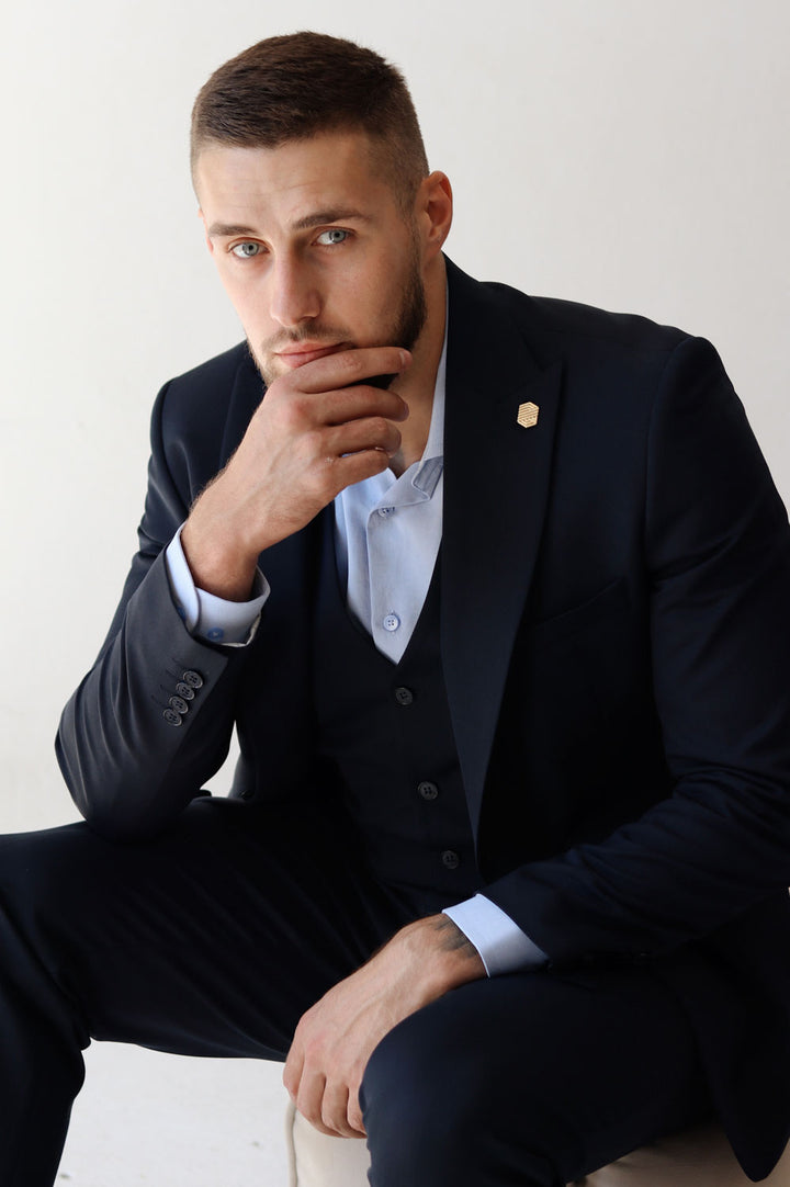 Fashion Men's 3 Pieces Flat Peak Lapel Tuxedos For Party (Blazer+vest+Pants) mens event wear