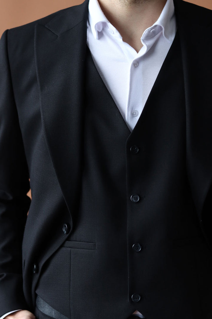 Fashion Men's 3 Pieces Flat Peak Lapel Tuxedos For Party (Blazer+vest+Pants) mens event wear