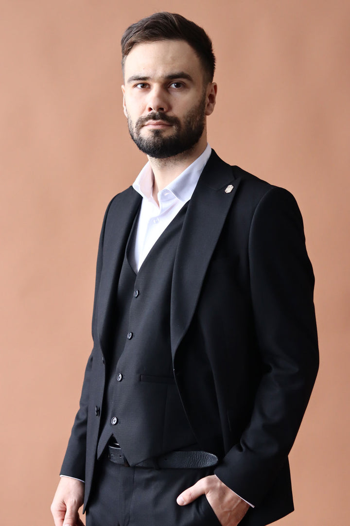 Fashion Men's 3 Pieces Flat Peak Lapel Tuxedos For Party (Blazer+vest+Pants) mens event wear