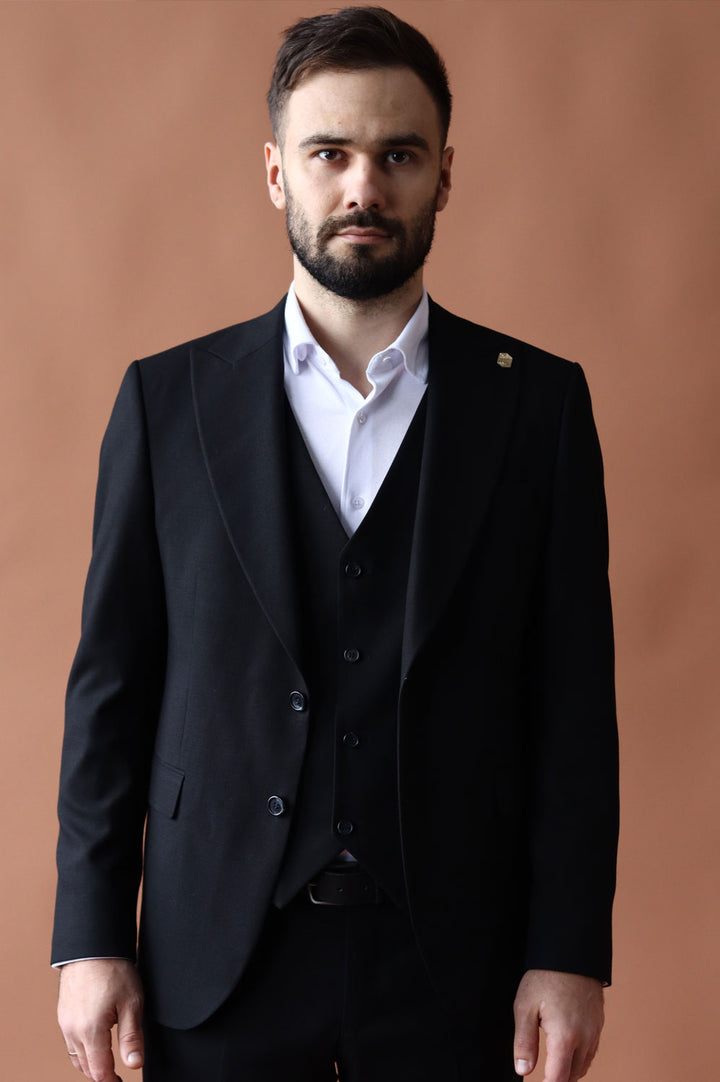 Fashion Men's 3 Pieces Flat Peak Lapel Tuxedos For Party (Blazer+vest+Pants) mens event wear