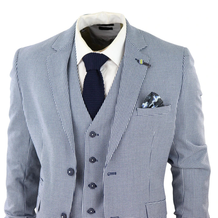 Fashion Men's 3 Pieces Houndstooth Notch Lapel Tuxedos (Blazer+vest+Pants) mens event wear