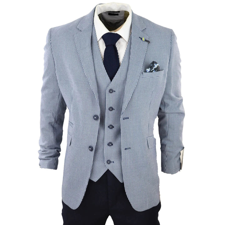 Fashion Men's 3 Pieces Houndstooth Notch Lapel Tuxedos (Blazer+vest+Pants) mens event wear