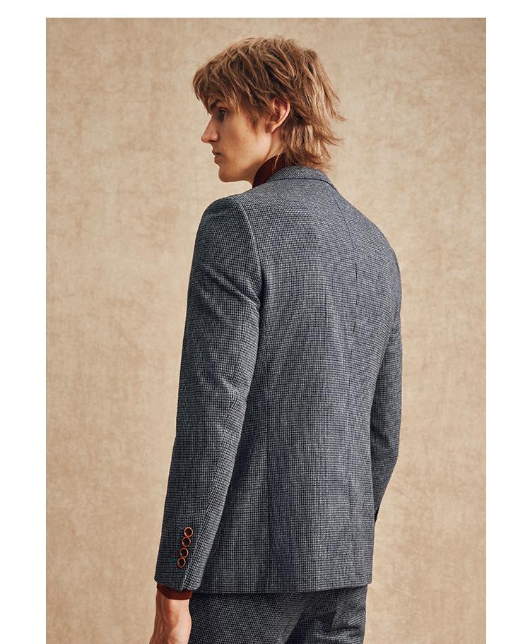 Fashion Men's 3 Pieces Houndstooth Peak Lapel Tuxedos (Blazer+vest+Pants) mens event wear