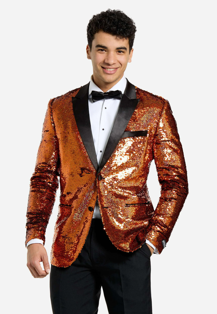 Fashion Men's Gradient Sequined Tuxedo Suit Peak lapel Men's Suit (Blazer + Pants) mens event wear