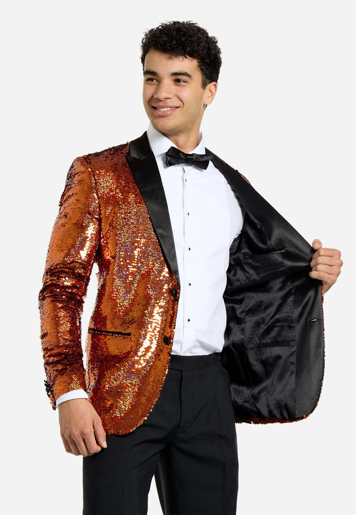 Fashion Men's Gradient Sequined Tuxedo Suit Peak lapel Men's Suit (Blazer + Pants) mens event wear
