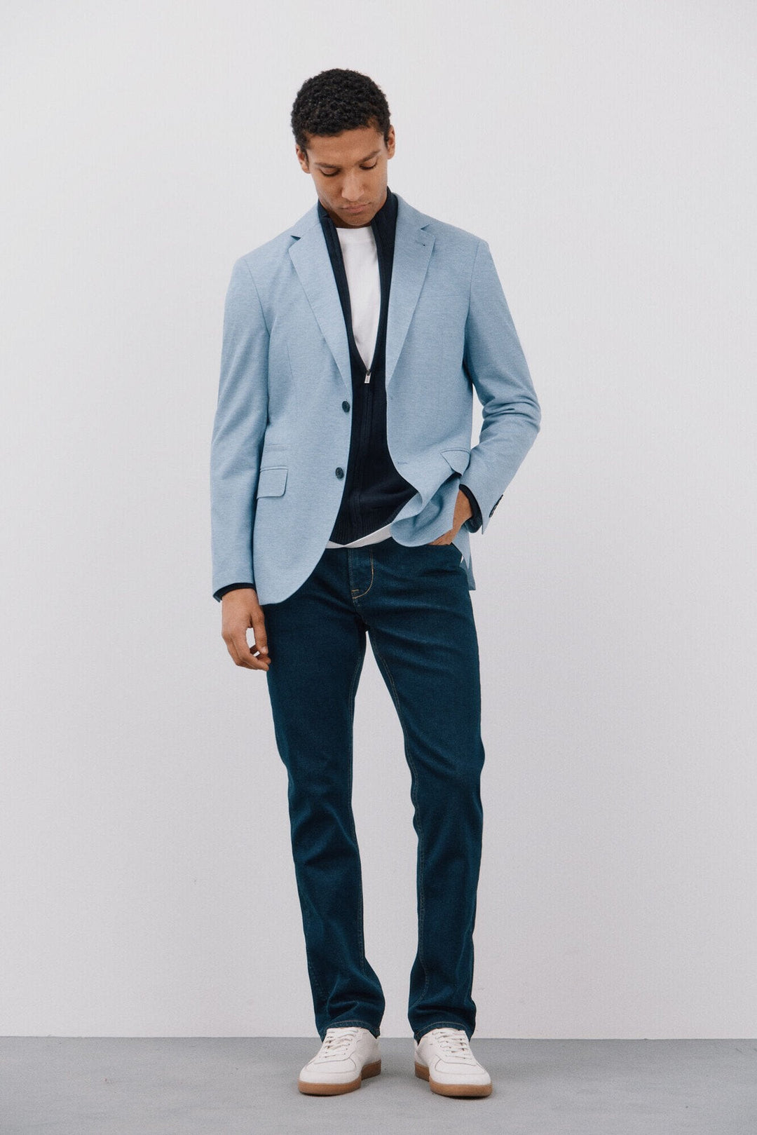 Fashion Men's Slim Fit Notch Lapel Flat Blazer mens event wear