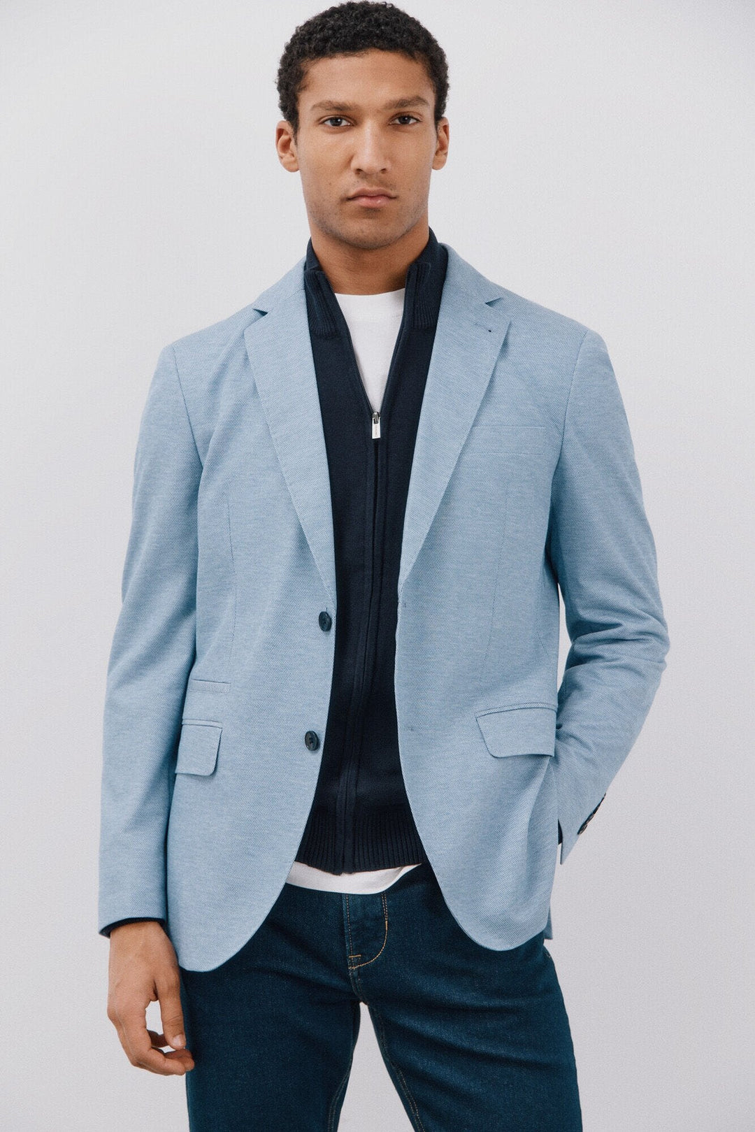 Fashion Men's Slim Fit Notch Lapel Flat Blazer mens event wear