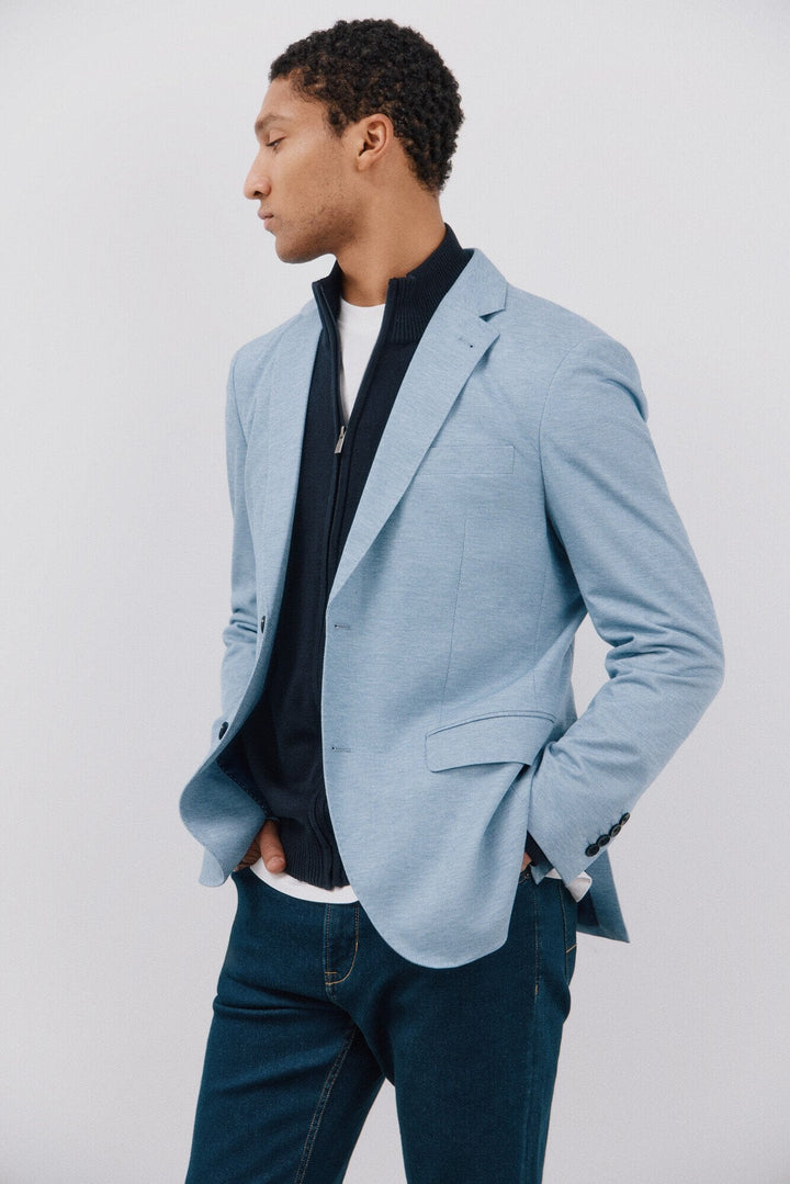 Fashion Men's Slim Fit Notch Lapel Flat Blazer mens event wear