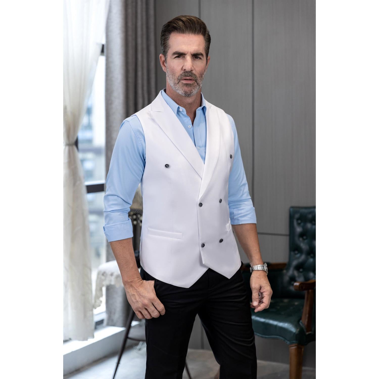 white christmas dresses Kenneth Cole Reaction Men's Slim-Fit Techni-Cole Suit Separates Vest - Black main image 1