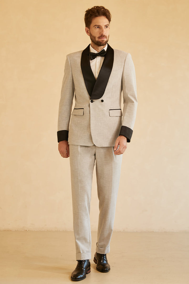 Fashionable Men's 2-piece Suit Shawl Lapel Wedding Suit (Blazer+Pants) mens event wear