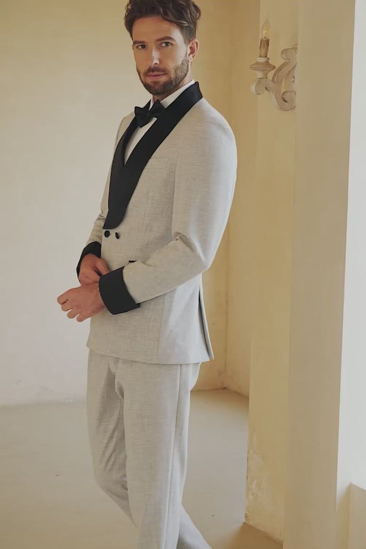 Fashionable Men's 2-piece Suit Shawl Lapel Wedding Suit (Blazer+Pants) mens event wear