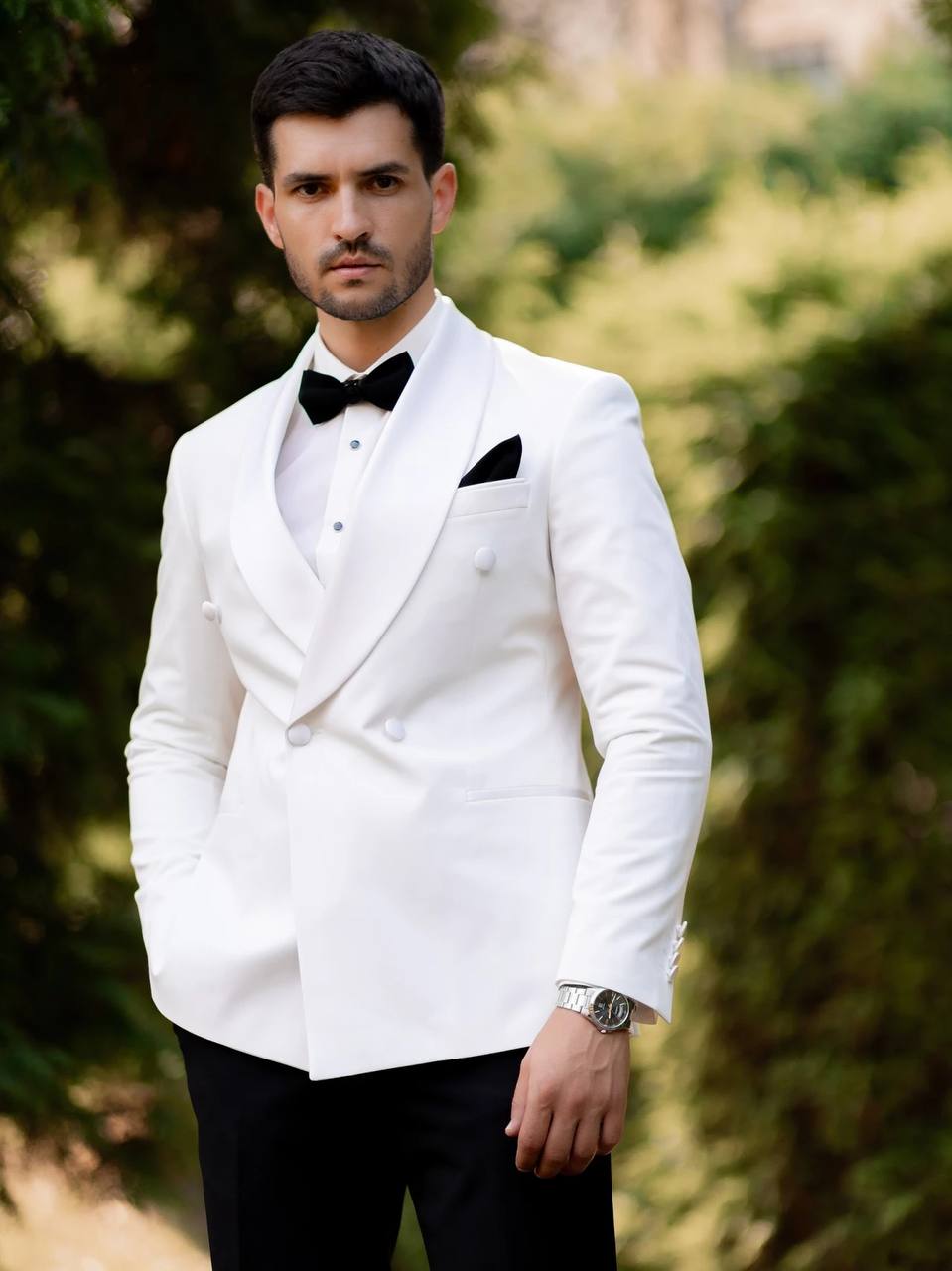 Fashionable Men's 2-piece Suit Shawl Lapel Wedding Suit (Blazer+Pants) mens event wear
