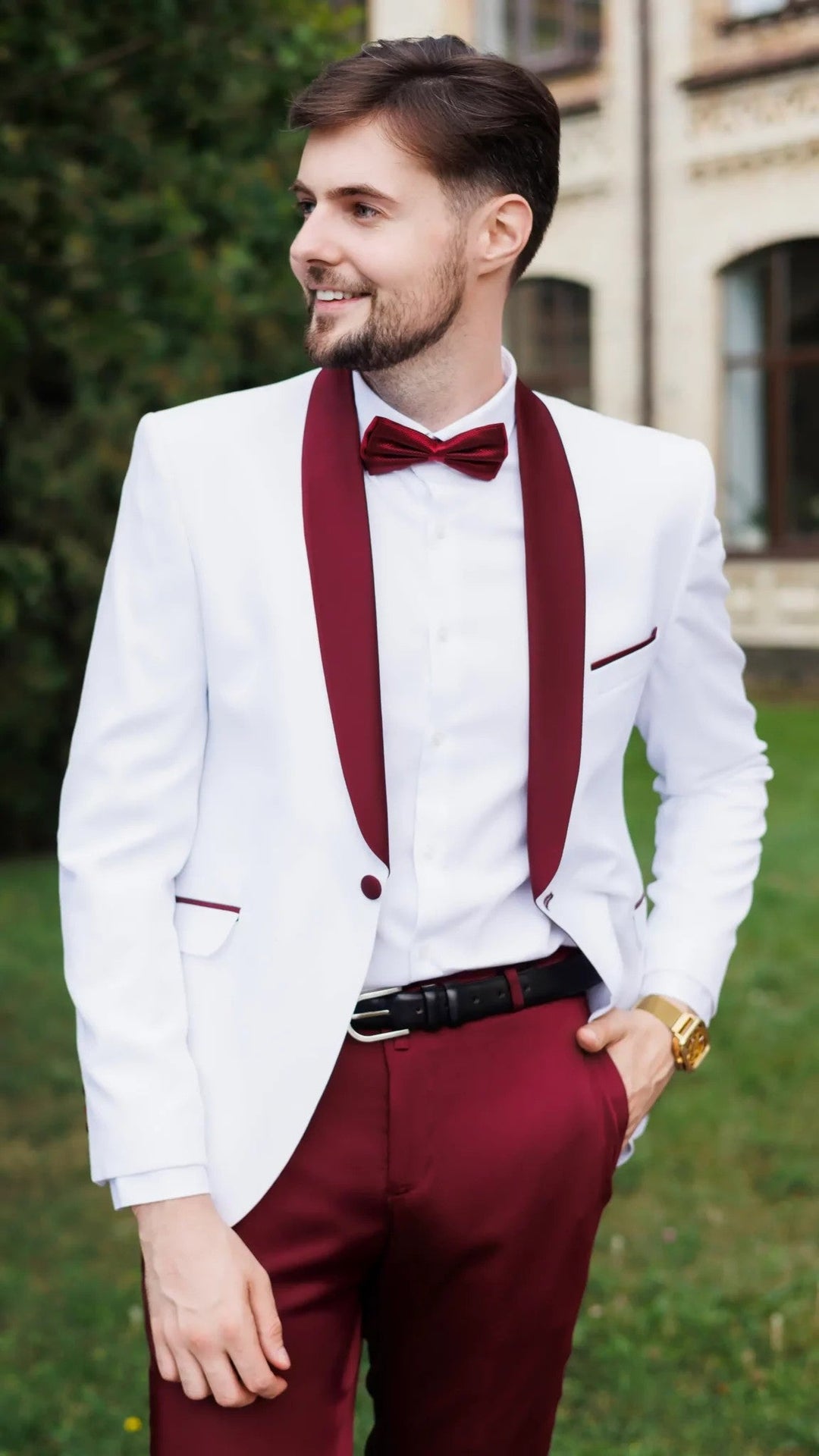 Fashionable Men's 2-piece Suit Velvet Shawl Collar Wedding Suit (Blazer+Pants) mens event wear