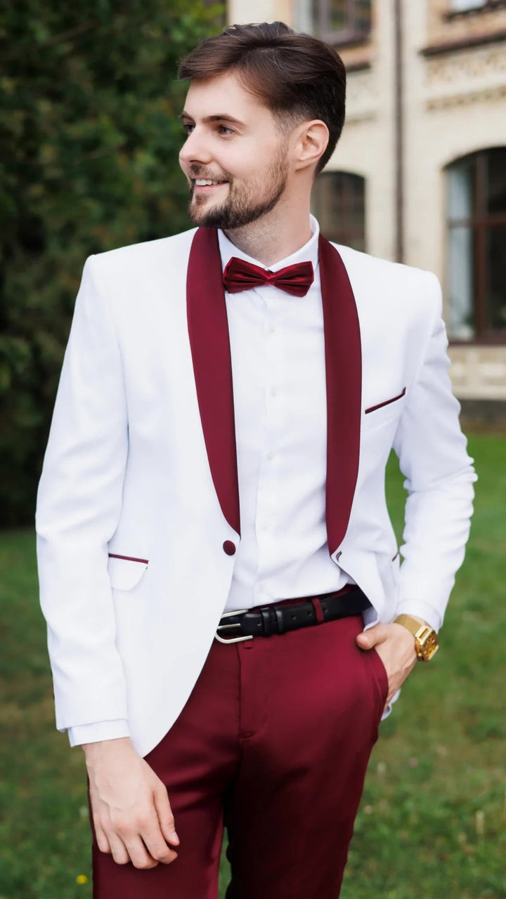 Fashionable Men's 2-piece Suit Velvet Shawl Collar Wedding Suit (Blazer+Pants) mens event wear