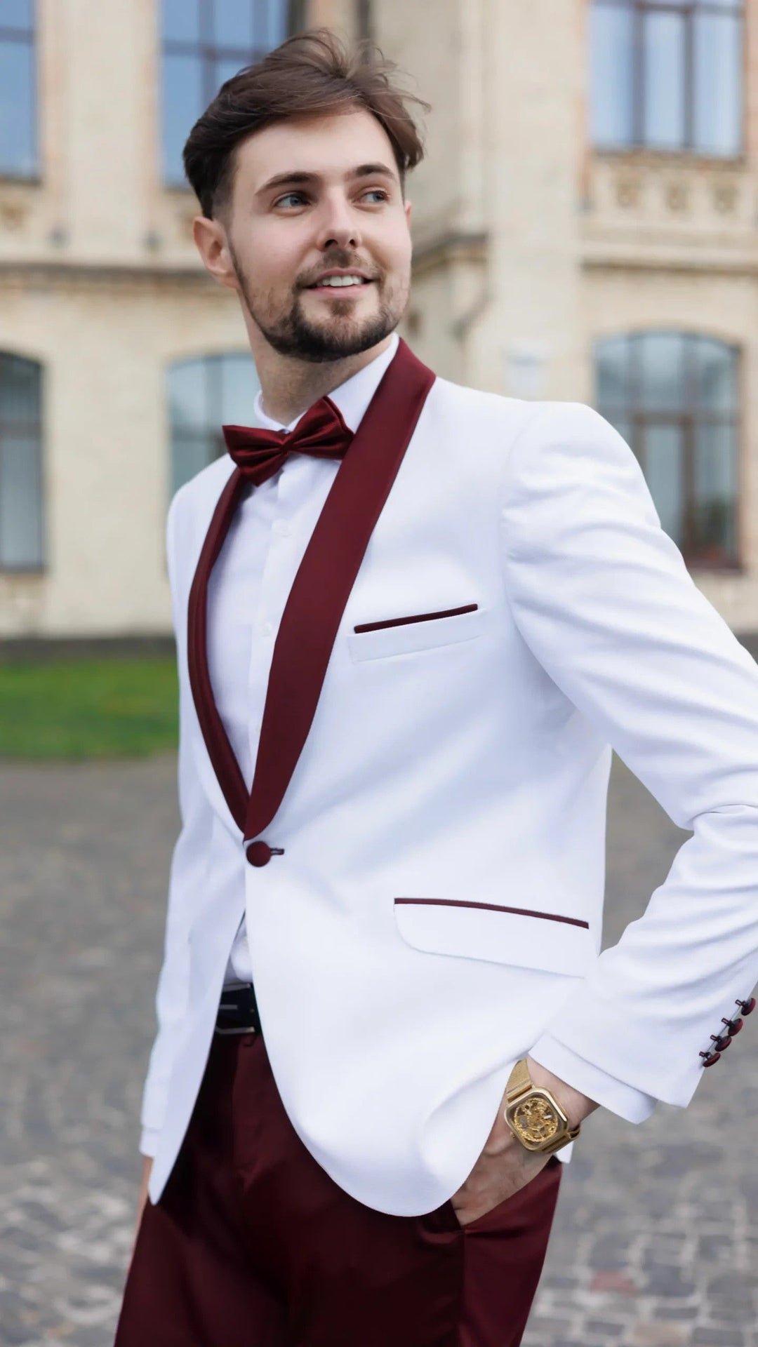 Fashionable Men's 2-piece Suit Velvet Shawl Collar Wedding Suit (Blazer+Pants) mens event wear