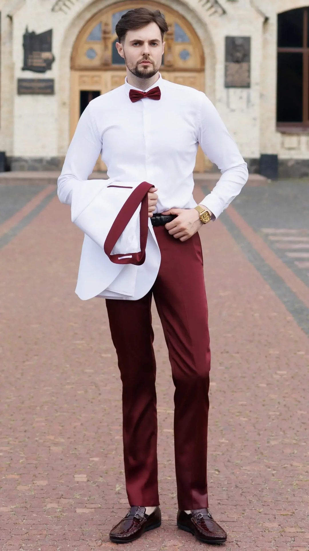 Fashionable Men's 2-piece Suit Velvet Shawl Collar Wedding Suit (Blazer+Pants) mens event wear