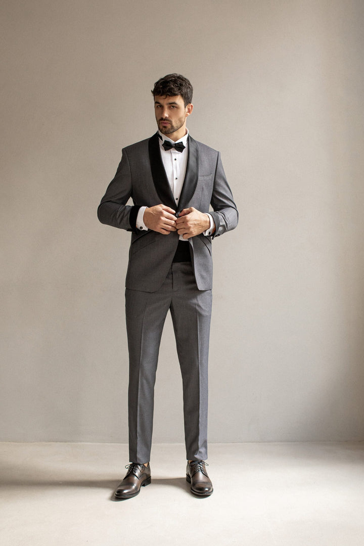 Fashionable Men's 2-piece Suit Velvet Shawl Lapel Wedding Suit (Blazer+Pants) mens event wear