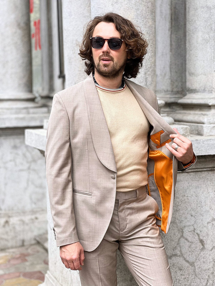 Fashionable Men's 2-piece Suit Velvet Shawl Lapel Wedding Suit (Blazer+Pants) mens event wear