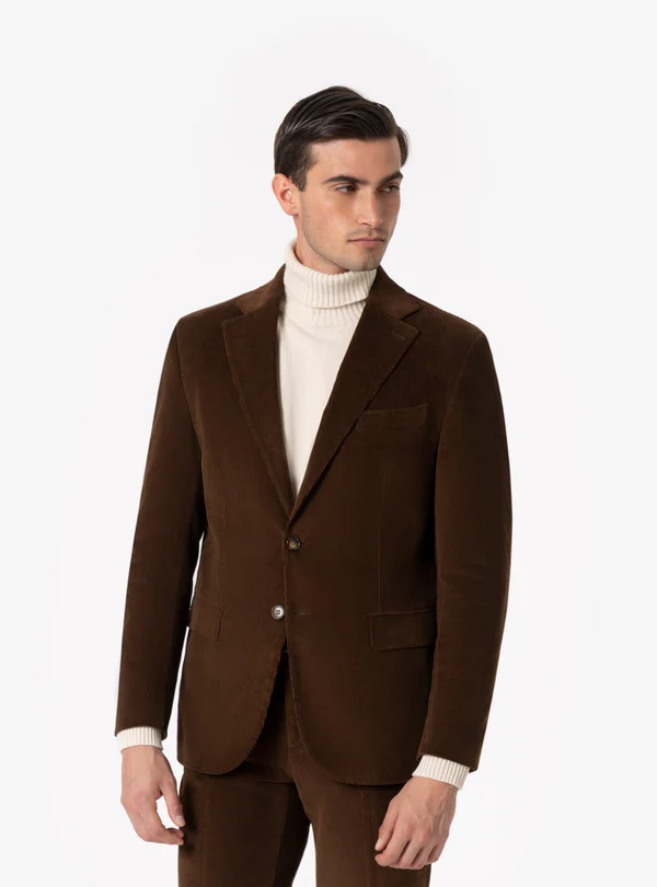 Formal 2 Pieces Mens Suit Corduroy Notch Lapel Tuxedos For Wedding (Blazer+Pants) mens event wear