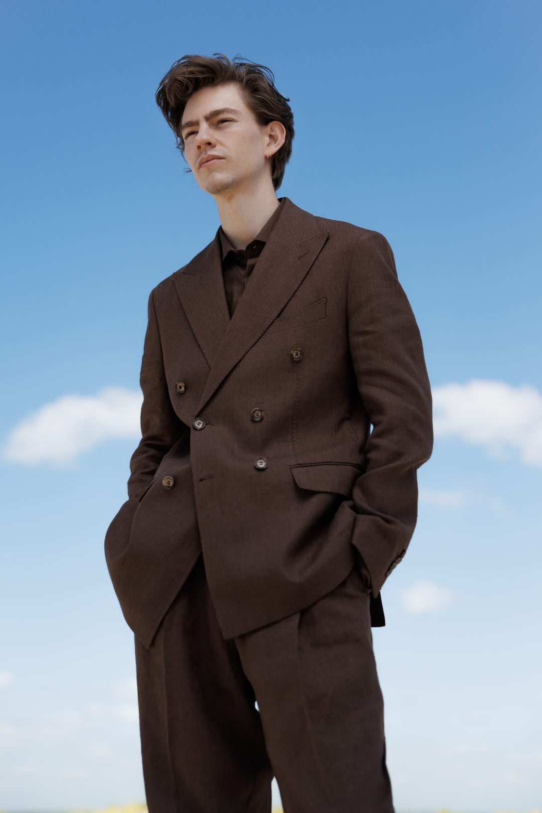 Formal 2 Pieces Mens Suit Flat Linen Peak Lapel Tuxedos For Wedding (Blazer+Pants) mens event wear