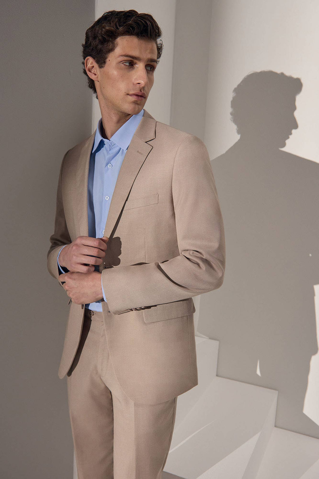 Formal 2 Pieces Mens Suit Flat Notch Lapel Tuxedos For Wedding (Blazer+Pants) mens event wear