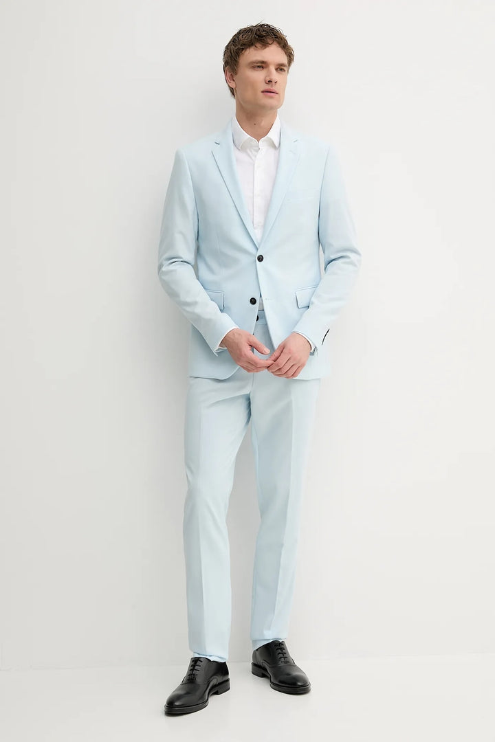 Formal 2 Pieces Mens Suit Flat Notch Lapel Tuxedos For Wedding (Blazer+Pants) mens event wear