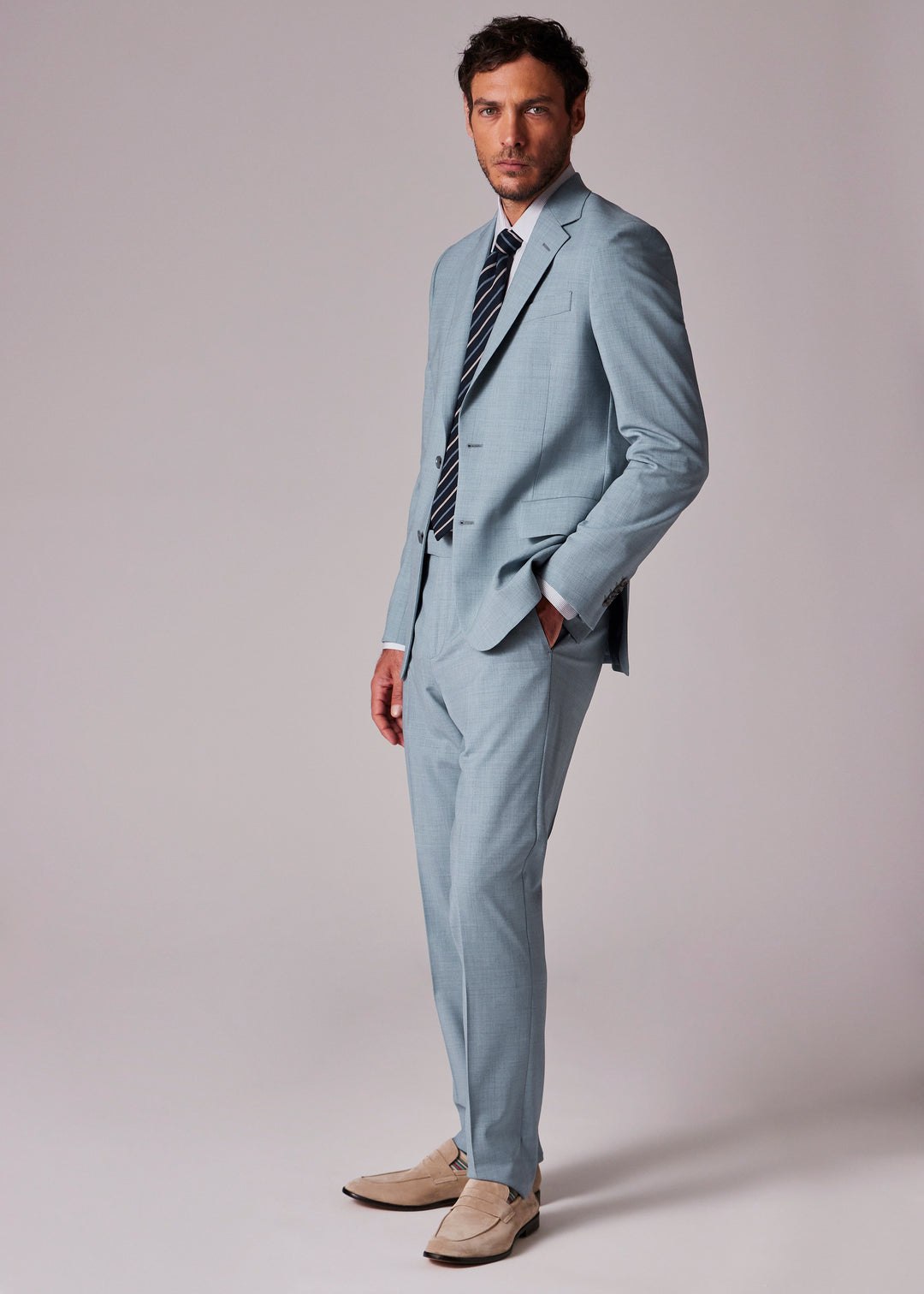 Formal 2 Pieces Mens Suit Flat Notch Lapel Tuxedos For Wedding (Blazer+Pants) mens event wear