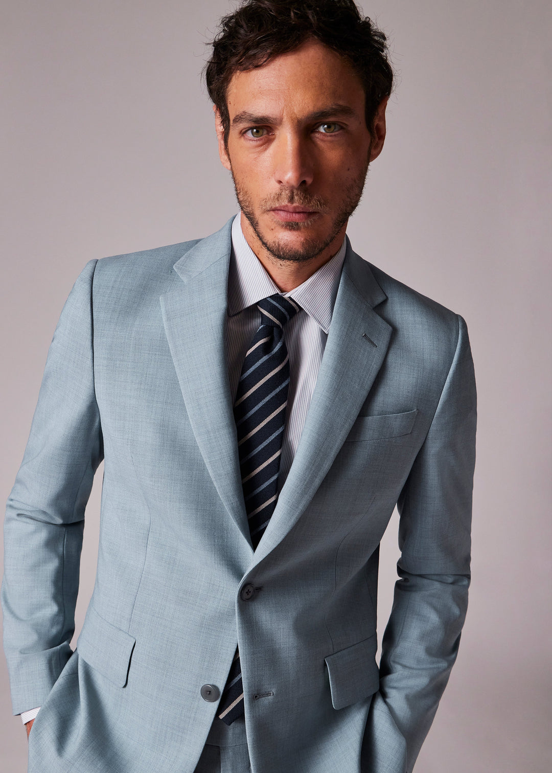 Formal 2 Pieces Mens Suit Flat Notch Lapel Tuxedos For Wedding (Blazer+Pants) mens event wear