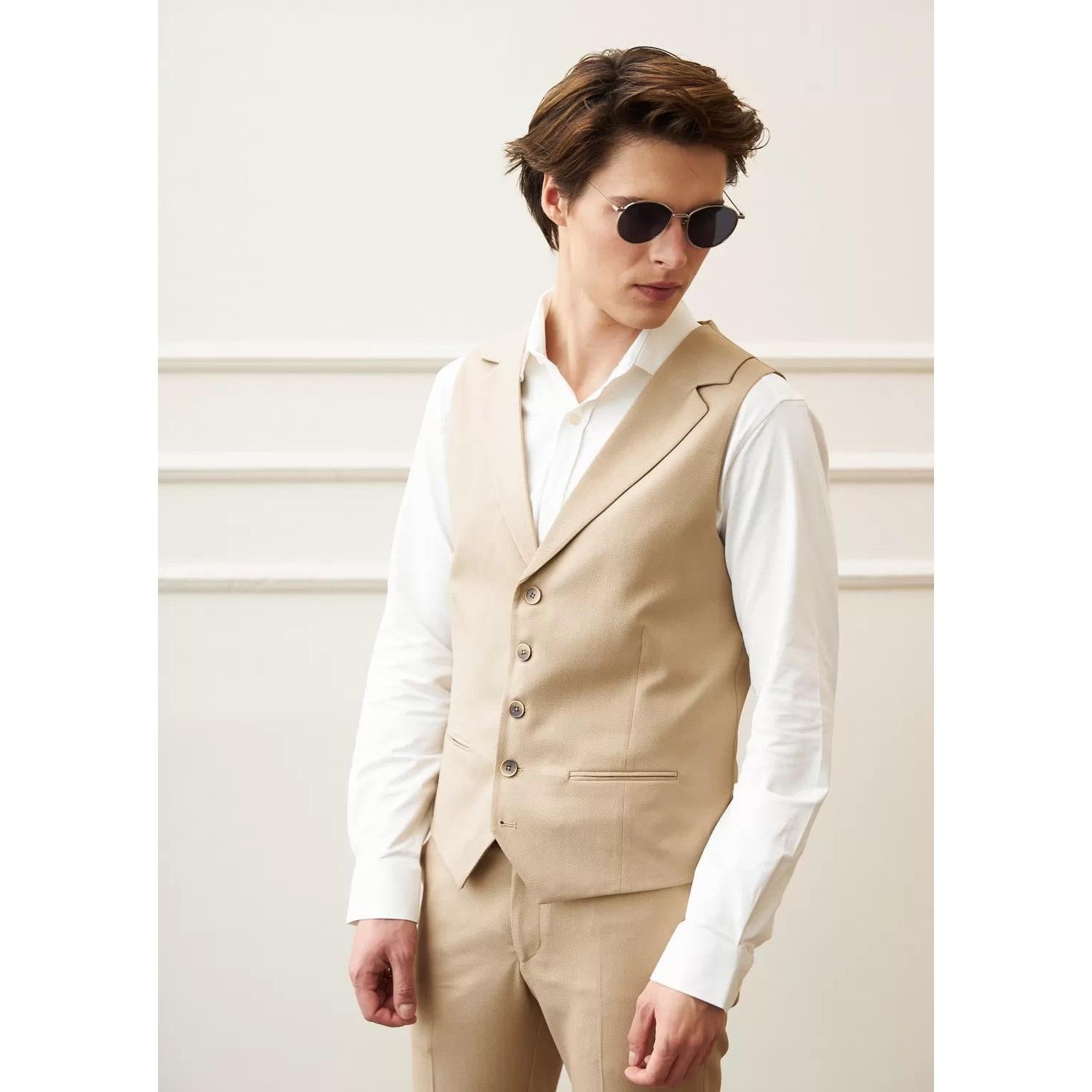 Formal Pieces Mens Suit Flat Notch Lapel Vest Suit For Wedding