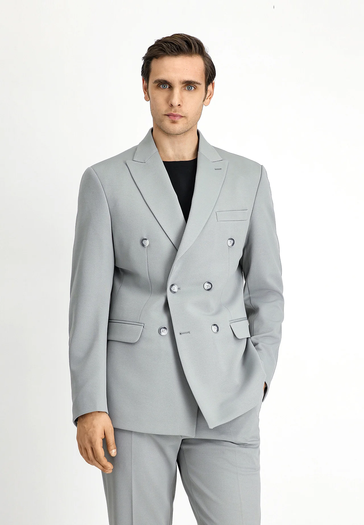 Formal 2 Pieces Mens Suit Flat Peak Lapel Tuxedos For Wedding (Blazer+Pants) mens event wear