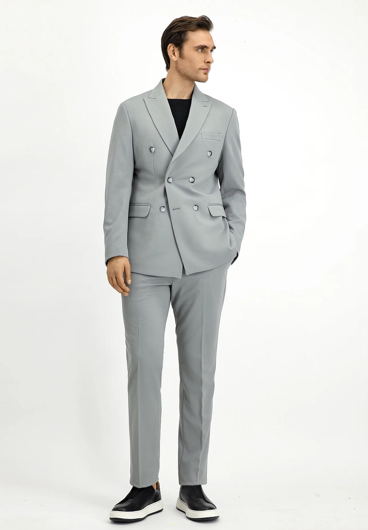 Formal 2 Pieces Mens Suit Flat Peak Lapel Tuxedos For Wedding (Blazer+Pants) mens event wear