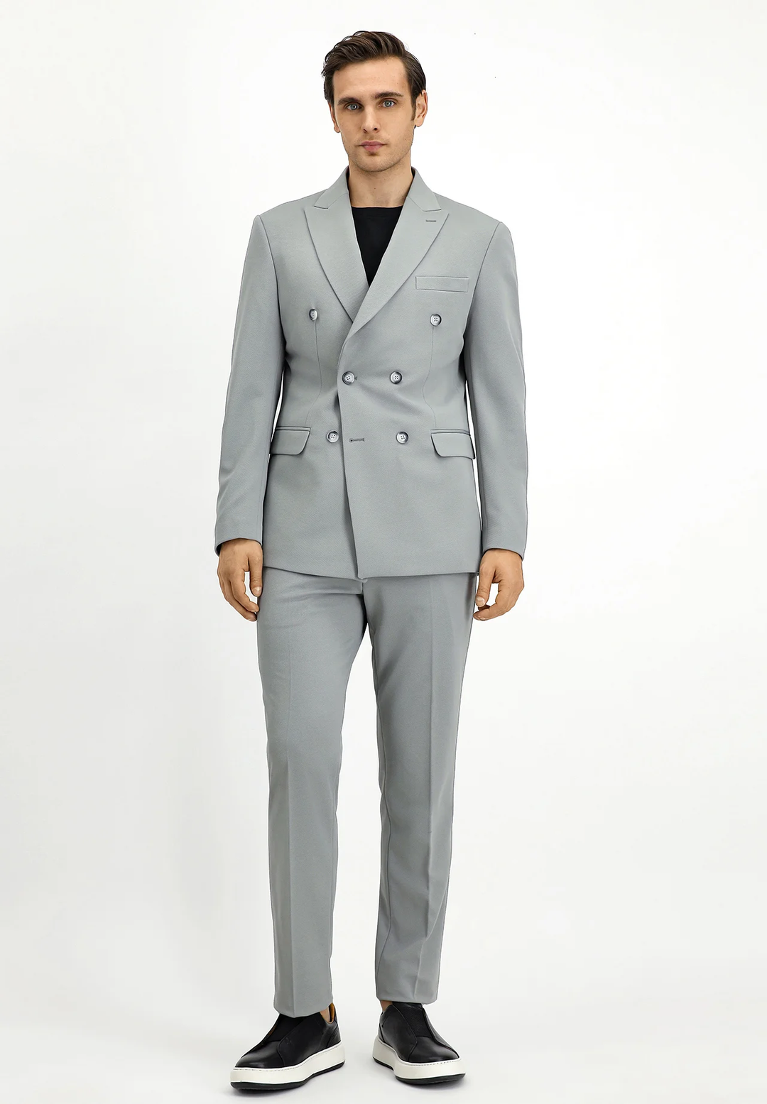 Formal 2 Pieces Mens Suit Flat Peak Lapel Tuxedos For Wedding (Blazer+Pants) mens event wear