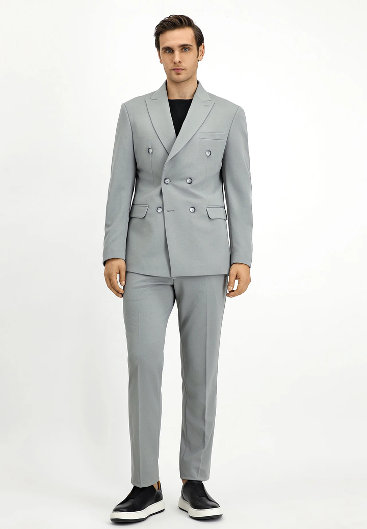 Formal 2 Pieces Mens Suit Flat Peak Lapel Tuxedos For Wedding (Blazer+Pants) mens event wear