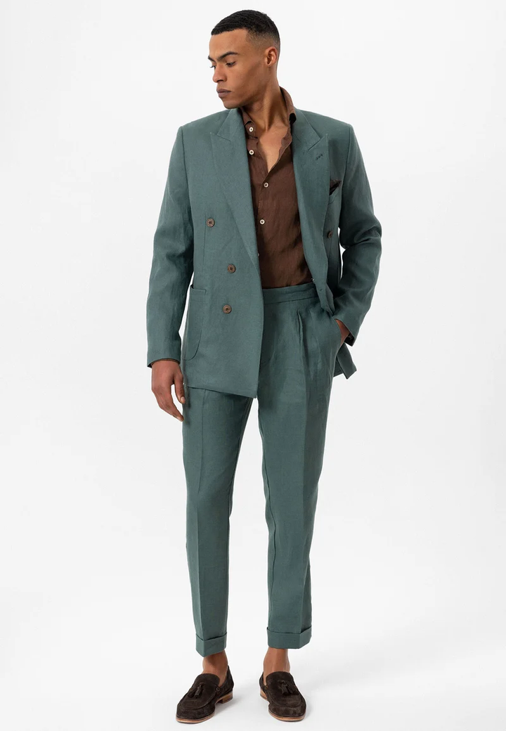 Formal 2 Pieces Mens Suit Flat Peak Lapel Tuxedos For Wedding (Blazer+Pants) mens event wear