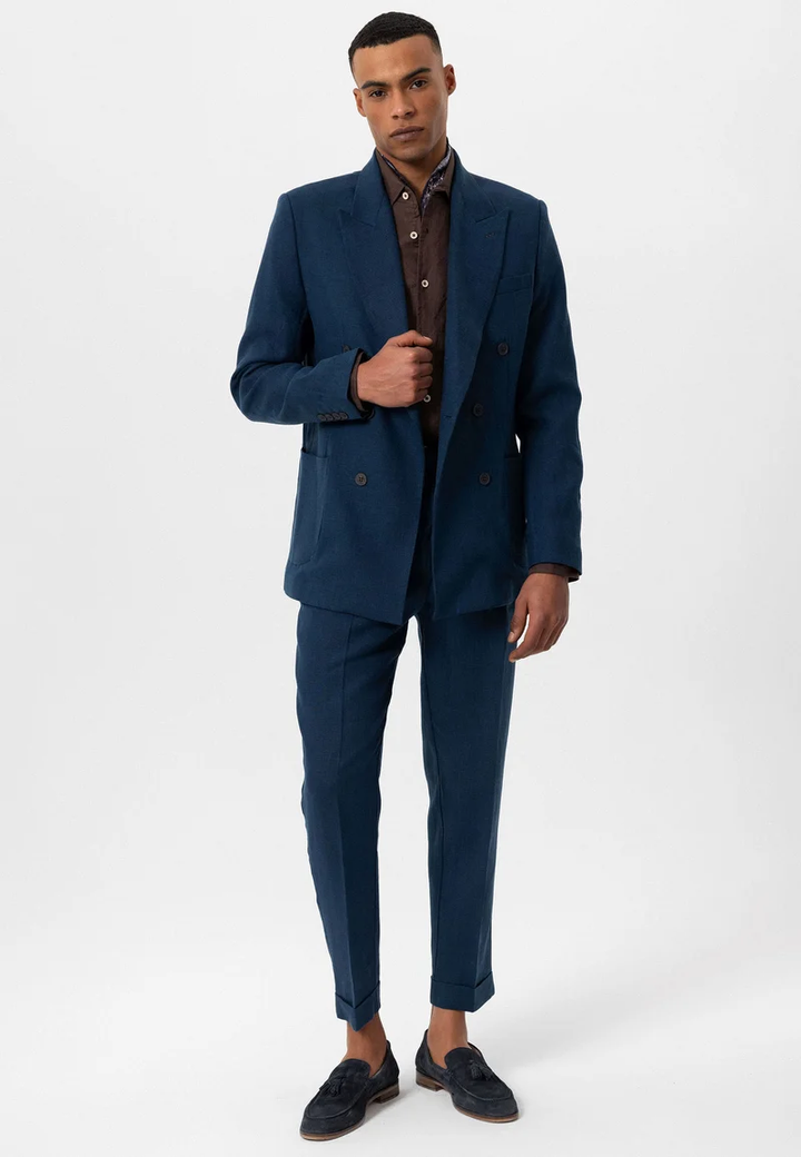 Formal 2 Pieces Mens Suit Flat Peak Lapel Tuxedos For Wedding (Blazer+Pants) mens event wear