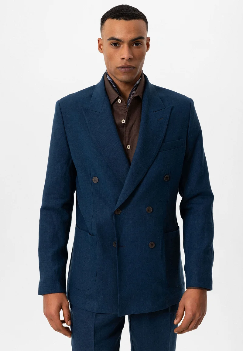 Formal 2 Pieces Mens Suit Flat Peak Lapel Tuxedos For Wedding (Blazer+Pants) mens event wear