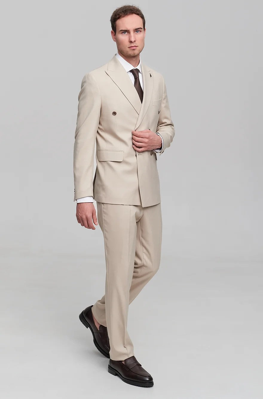 Formal 2 Pieces Mens Suit Flat Peak Lapel Tuxedos For Wedding (Blazer+Pants) mens event wear