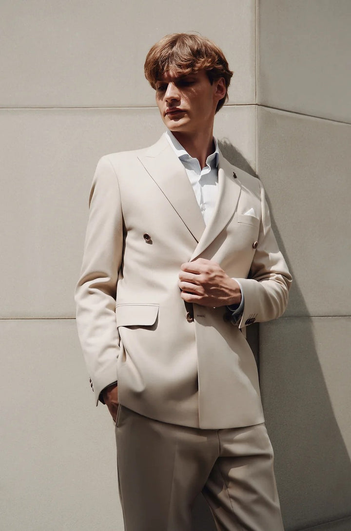 Formal 2 Pieces Mens Suit Flat Peak Lapel Tuxedos For Wedding (Blazer+Pants) mens event wear