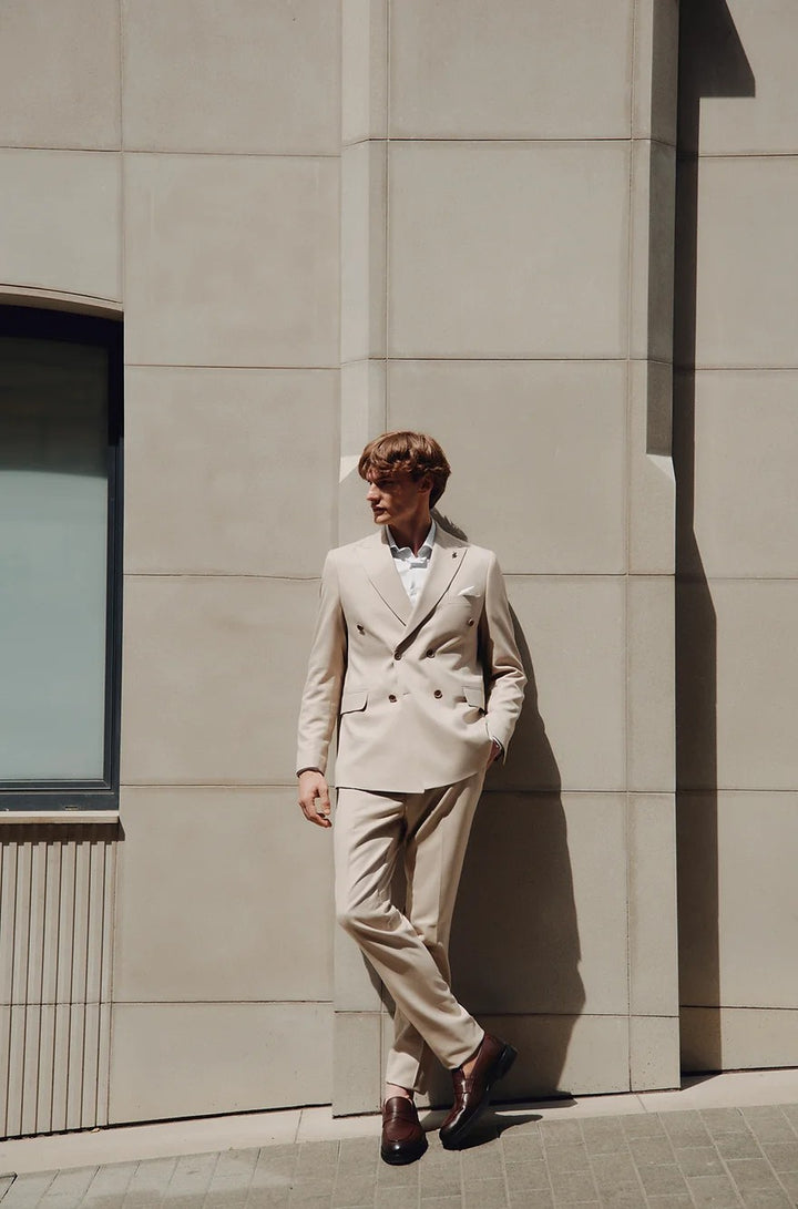 Formal 2 Pieces Mens Suit Flat Peak Lapel Tuxedos For Wedding (Blazer+Pants) mens event wear