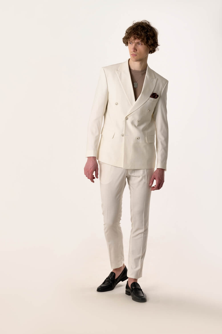 Formal 2 Pieces Mens Suit Flat Peak Lapel Tuxedos For Wedding (Blazer+Pants) mens event wear