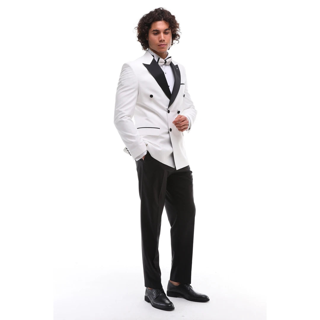 Formal 2 Pieces Mens Suit Flat Peak Lapel Tuxedos For Wedding (Blazer+Pants) mens event wear