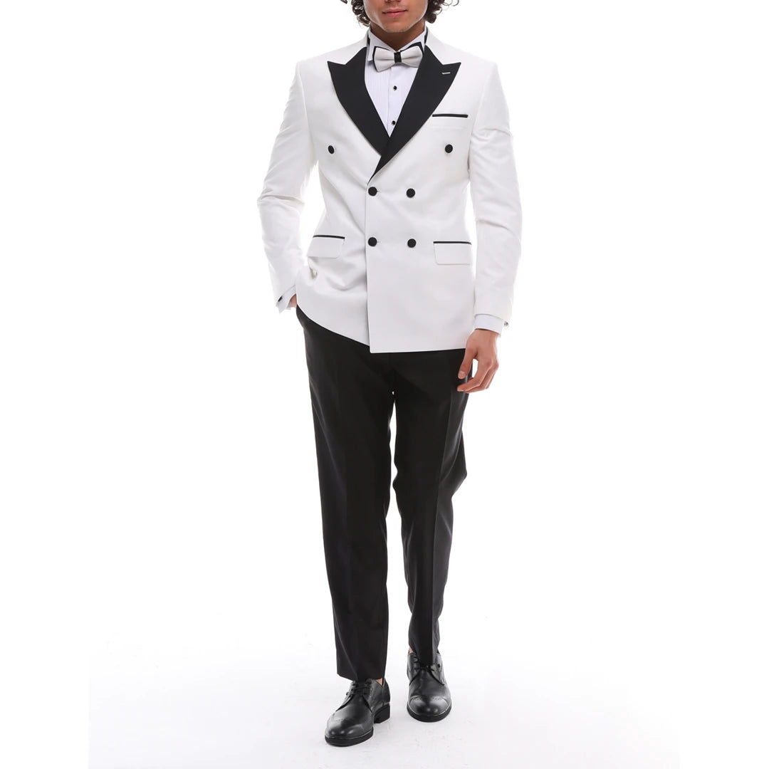 Formal 2 Pieces Mens Suit Flat Peak Lapel Tuxedos For Wedding (Blazer+Pants) mens event wear