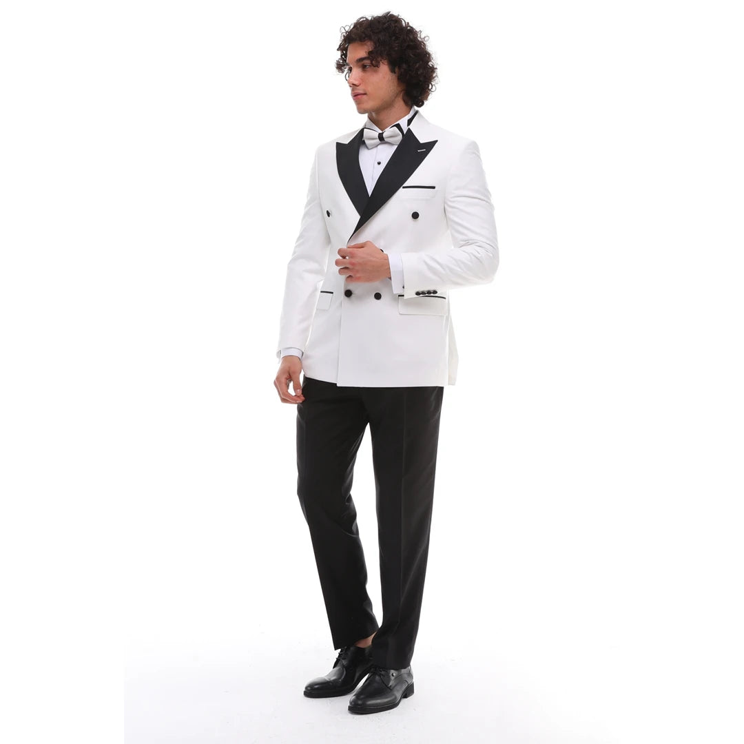 Formal 2 Pieces Mens Suit Flat Peak Lapel Tuxedos For Wedding (Blazer+Pants) mens event wear
