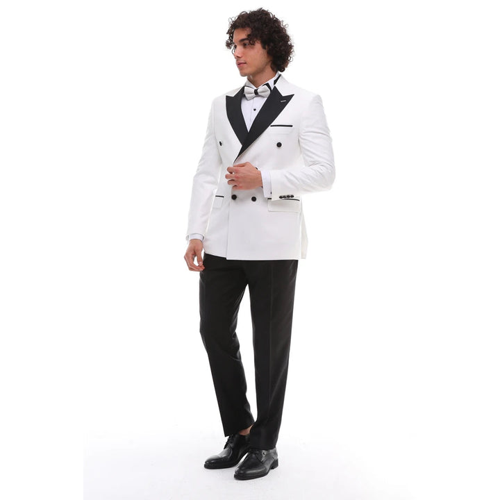 Formal 2 Pieces Mens Suit Flat Peak Lapel Tuxedos For Wedding (Blazer+Pants) mens event wear
