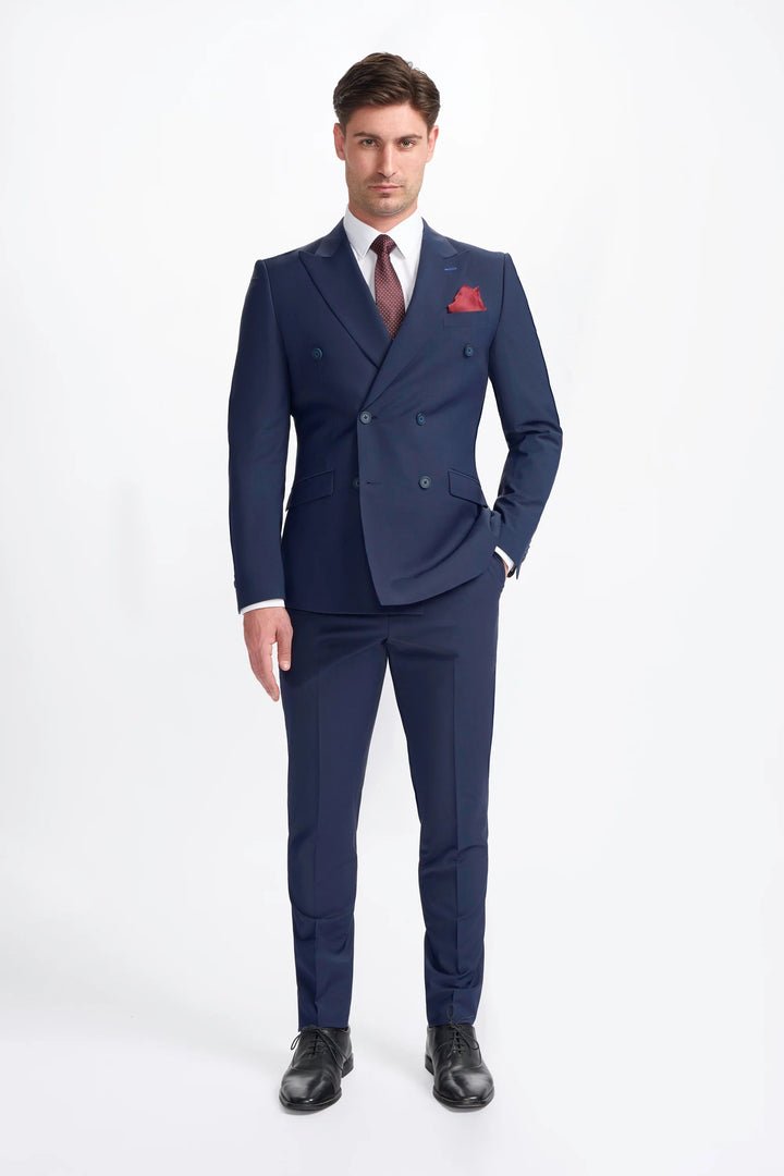 Formal 2 Pieces Mens Suit Flat Peak Lapel Tuxedos For Wedding (Blazer+Pants) mens event wear