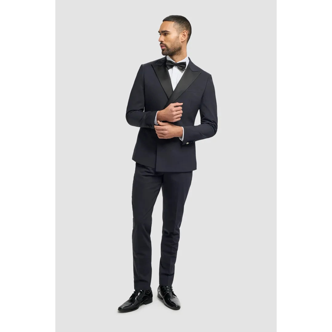 Formal 2 Pieces Mens Suit Flat Peak Lapel Tuxedos For Wedding (Blazer+Pants) mens event wear
