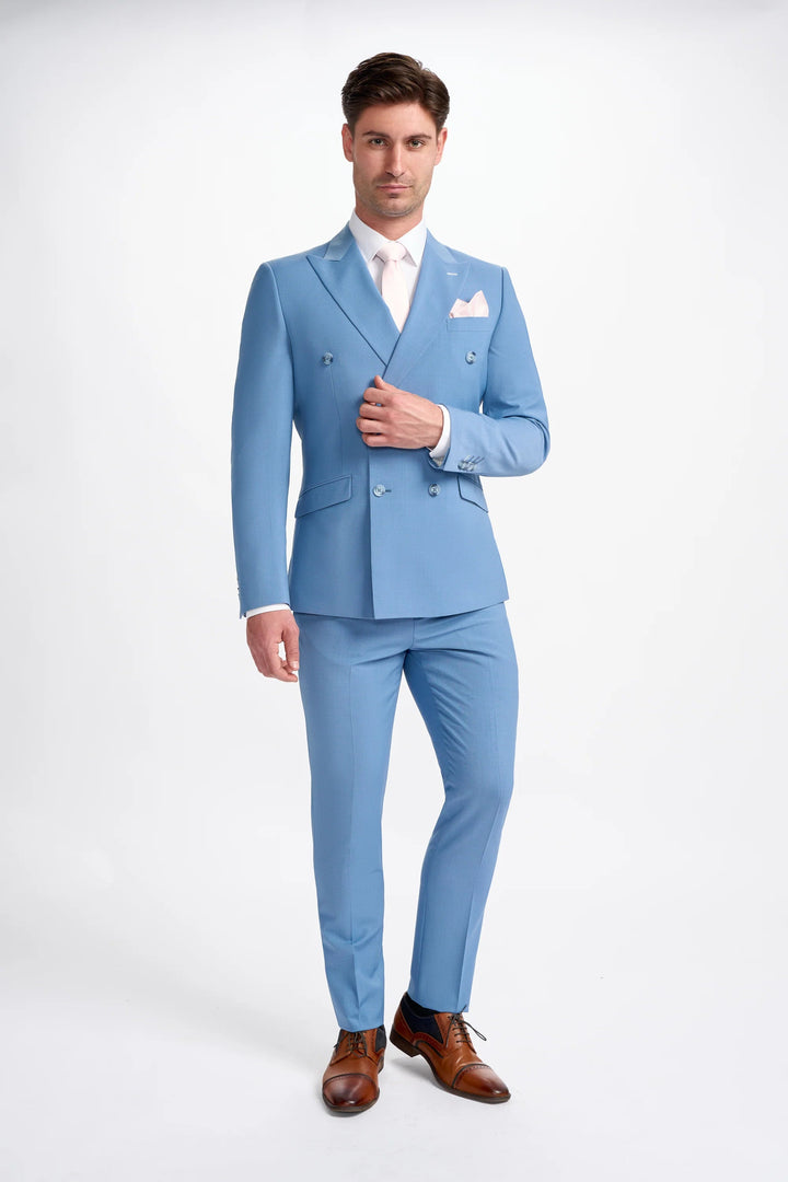 Formal 2 Pieces Mens Suit Flat Peak Lapel Tuxedos For Wedding (Blazer+Pants) mens event wear
