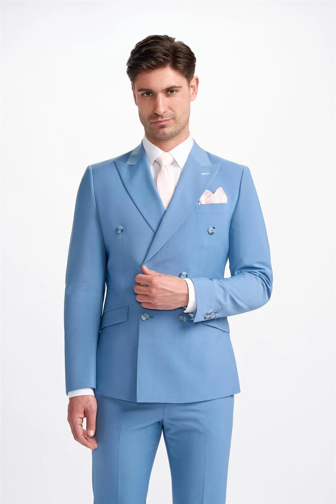 Formal 2 Pieces Mens Suit Flat Peak Lapel Tuxedos For Wedding (Blazer+Pants) mens event wear
